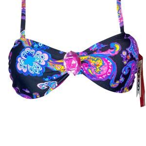 NWT Bongo Paisley Bikini Top Small Y2K Festival Boho Gypsy Swimwear